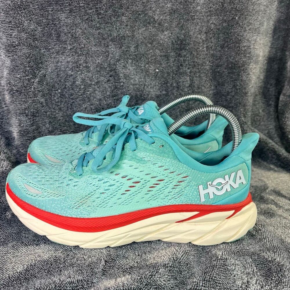 Hoka One One Clifton 8 Athletic Running Shoes Aqua Blue Women's Size 7.5